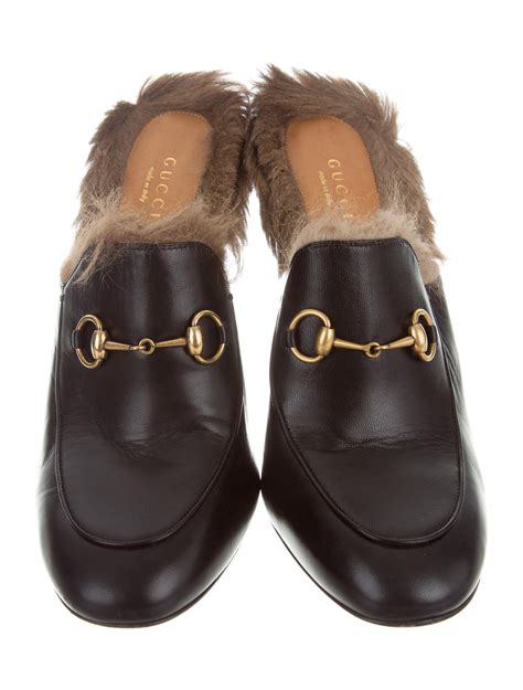 gucci fur shoes style|gucci princetown mules on sale.